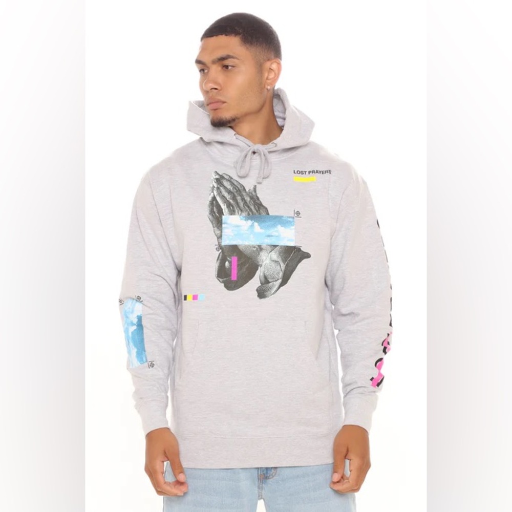 Lost Men's Light Gray Graphic Hoodie